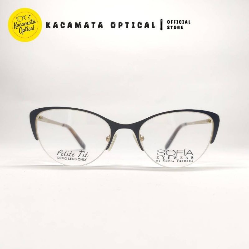KACAMATA OPTICAL - Frame KMO135 Half Frame Hitam Gold Besi Plastik