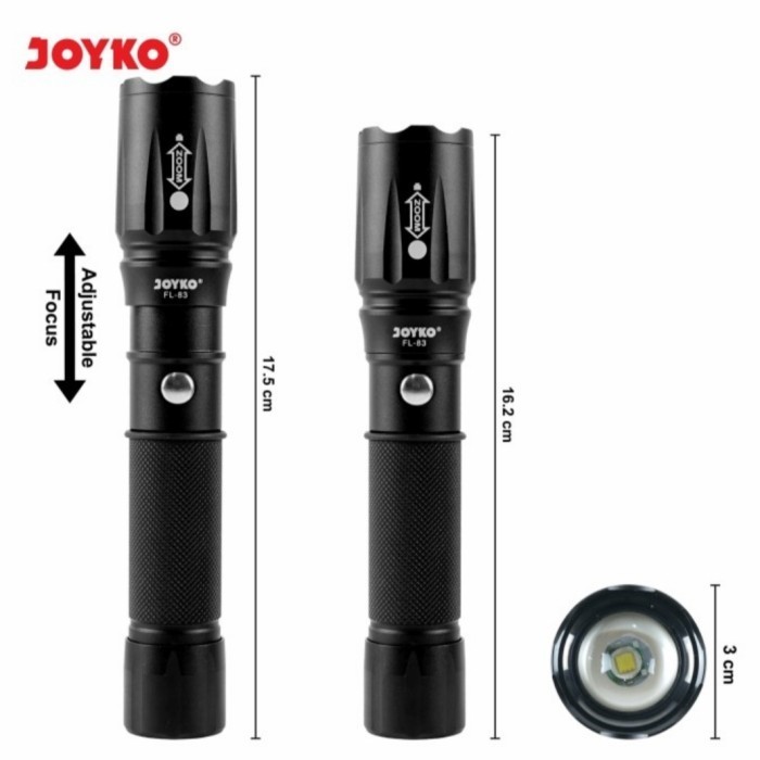 

Rechargeable Senter Led Fl83 / Flashlht Led Isi Ulang Joyko Fl 83