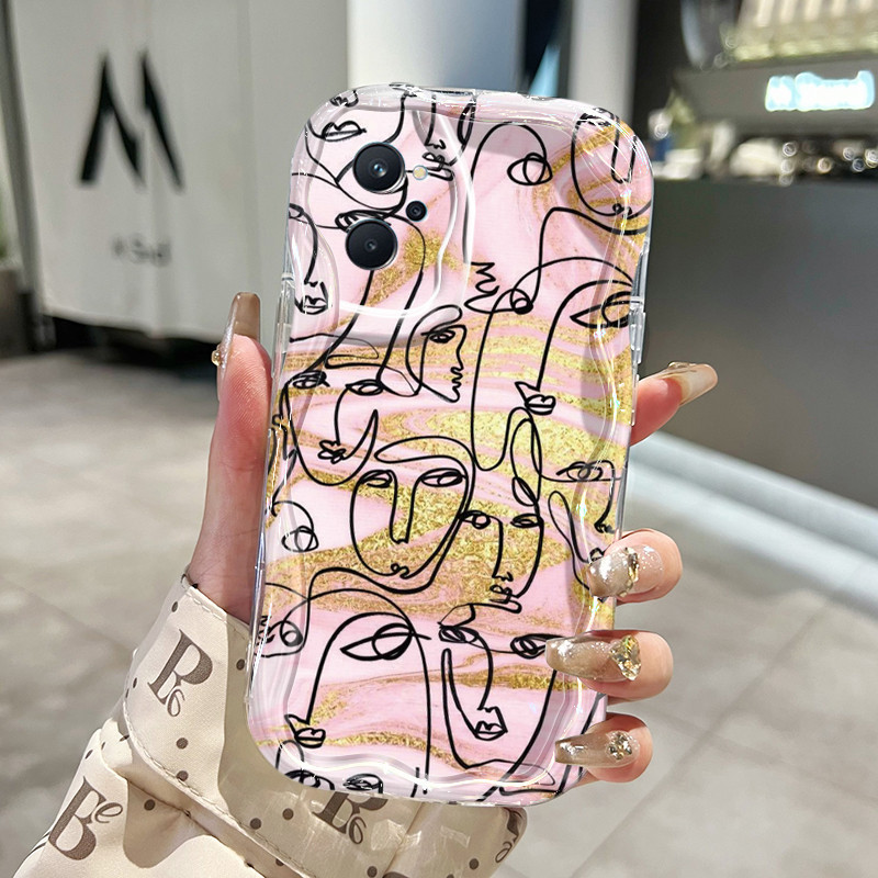 Casing Hp Realme 9i 4G Case Kesing pelindung silikon Softcase lembut baru HP ponsel pola wajah abstr