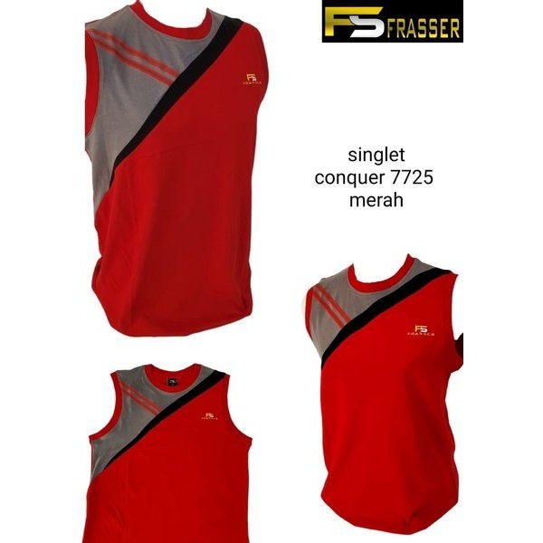 kaos singlet kutungan olahraga frasser conquer 7725 merah