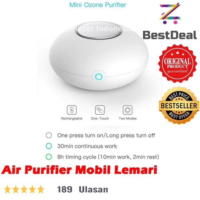 Air Purifier Ozon Generator Ionizer Ozone Sterilisasi Kulkas USB Mobil