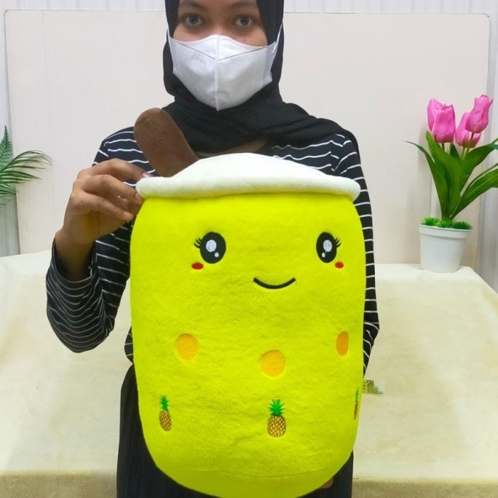 SALE TERBATAS Boneka Minuman Boba Lampu Size 35cm/boneka boba viral/bantal boba XL