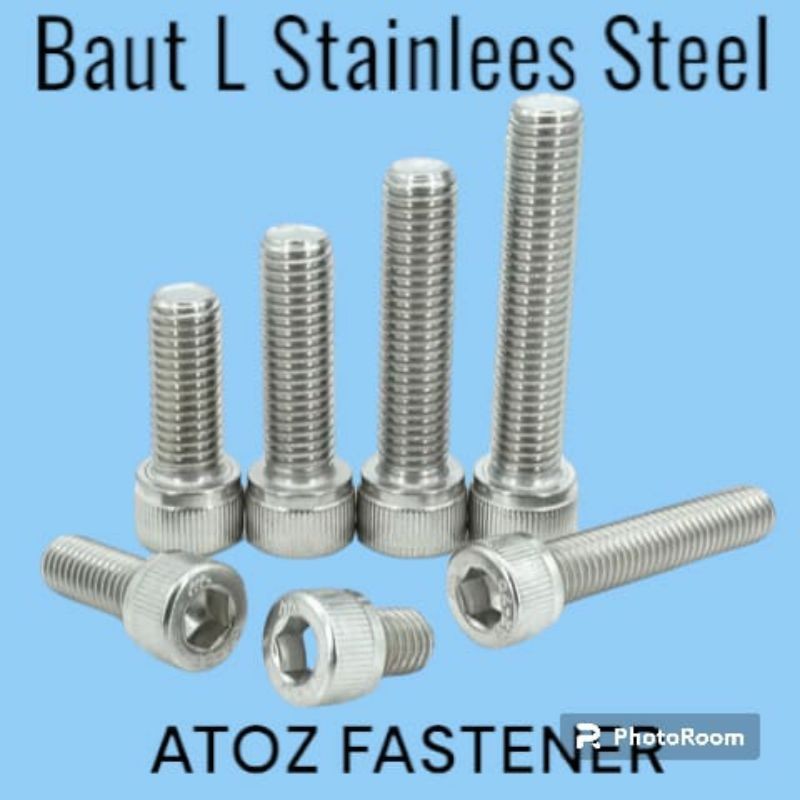 Baut L M10 X 40 ( DRAT KASAR 1.5 ) Stainlees Steel 304 A2-70 Drat 14 / Kunci L8