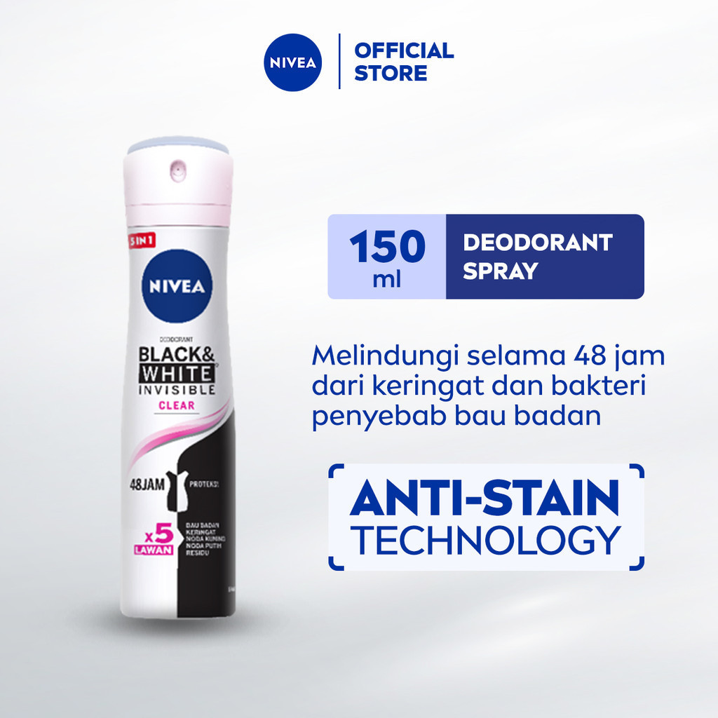 NIVEA Deodorant Spray Black & White Invisible Original 150ml - Deodoran wanita melawan bau badan tah