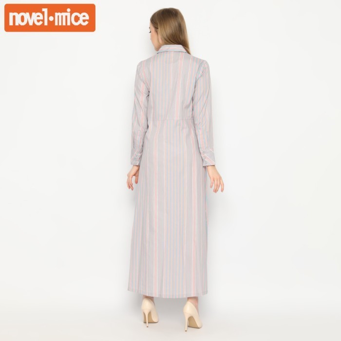 Novel Mice - Gamis Katun Salur Blue Pink Promo
