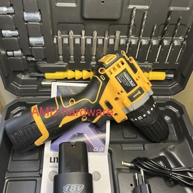 Nagawa Ncd168 Mesin Bor Baterai 16V Cordless Drill 10Mm Set + Mata Bor