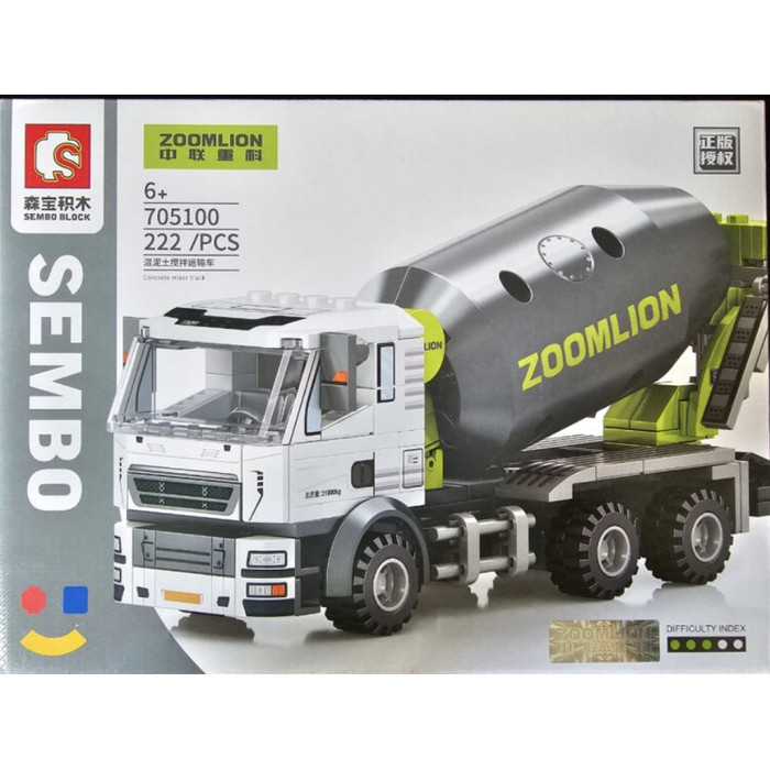 Bri Sembo Alat Berat Truk Semen Molen (222 Pcs) Non Lego