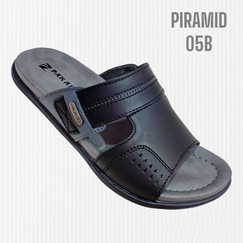 PAKALOLO PIRAMID 05 HITAM ORIGINAL / Sandal Selop Pria Ukuran 39-44 Kulit Asli New/Arrival