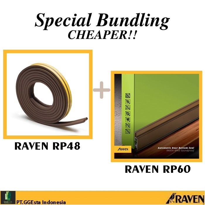 RAVEN DOOR SEAL RP60 BRONZE + RP48 BROWN PAKET PENUTUP CELAH PINTU