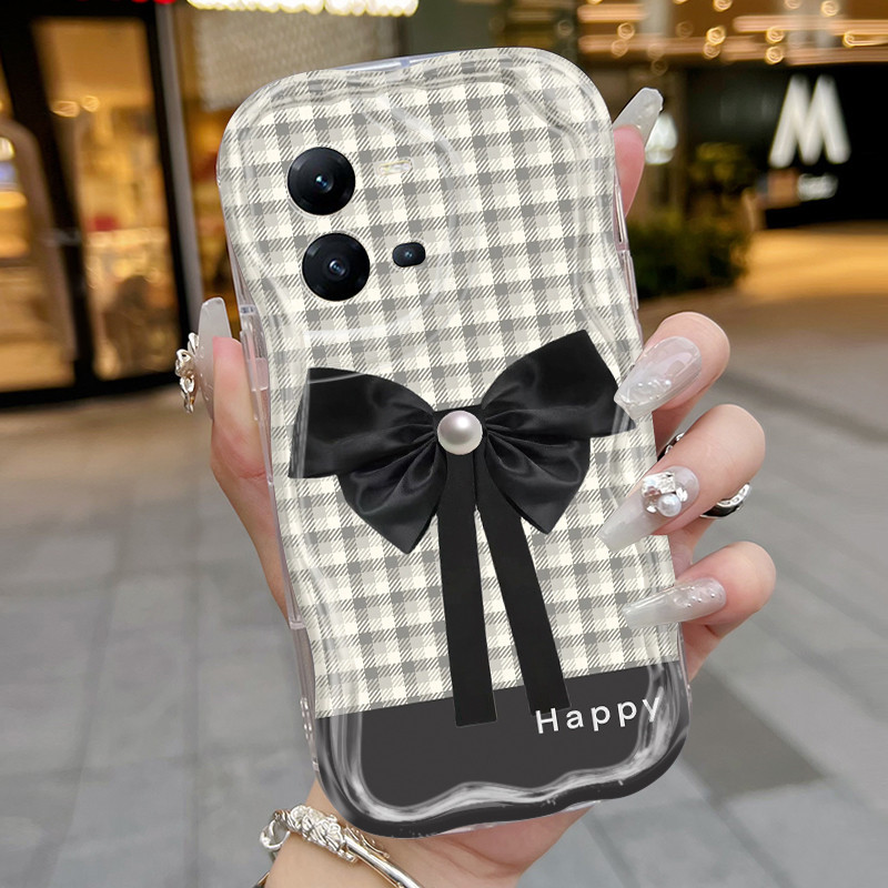 Casing Hp VIVO V25 5G V25E V21E Y73 2020 Case elegan pola busur Softcase lembut ganda Casing HP peli