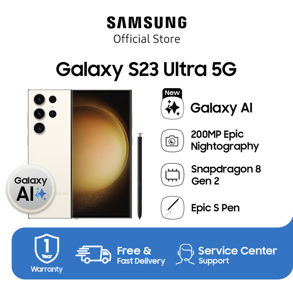 Samsung Galaxy S23 Ultra 5G 12GB/512GB - Cream, Handphone AI