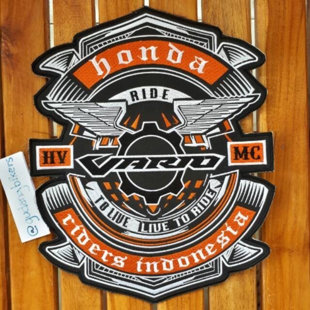 PALING BARU EMBLEM BORDIR BESAR HONDA VARIO MOTOR BIKERS BELAKANG ROMPI OR JAKET