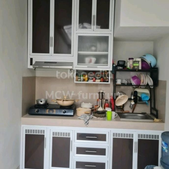Barang Terlaris Custom Kitchen Set Aluminium Putih + Acp Brown Glossy. Lolithavirya
