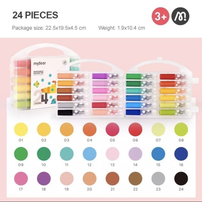 

Mideer Washable Round Tip Marker Spidol Anak Drawing Menggambar