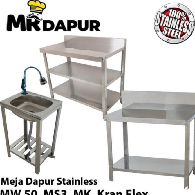 Barang Terlaris Paket Kitchen Set Stainless Merk Mr Dapur 2 Meja 1 Gantaduri