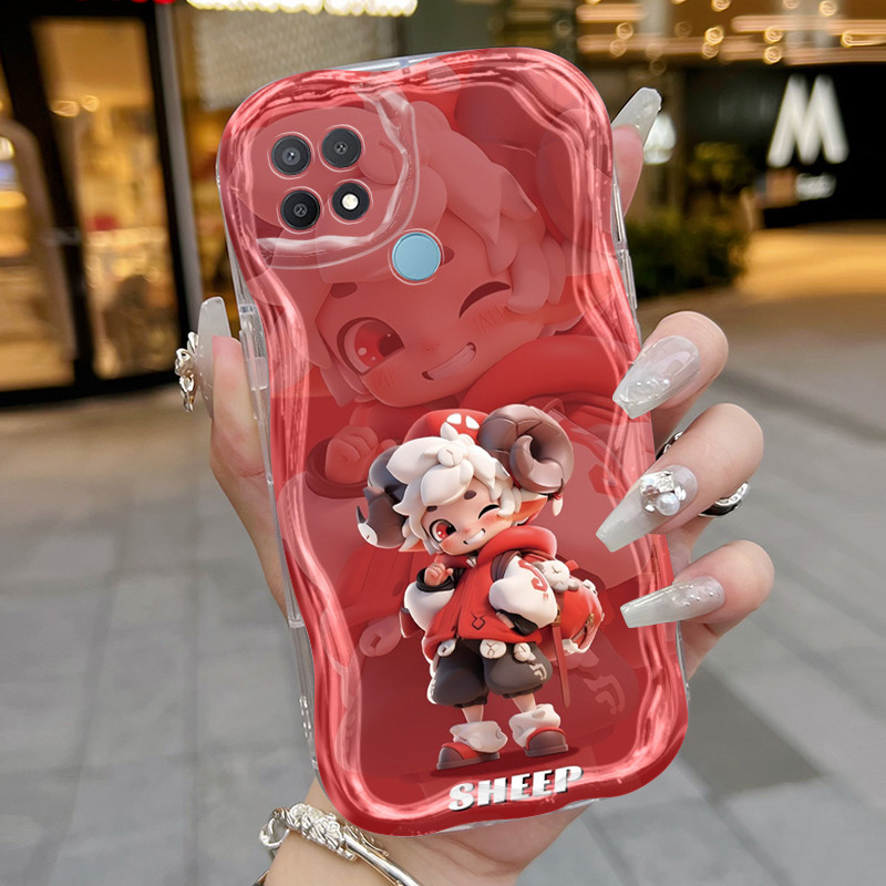Casing Hp OPPO A15 A15s A35 Case topi tanduk sapi merah untuk anak laki-laki pola Kesing ponsel baru
