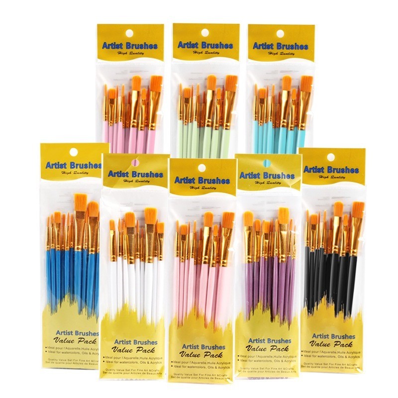 

FREE SHIPPING / READY BALI 10 PCS/SET KUAS LUKIS CAT AIR AKRILIK KUAS GAMBAR ANAK BENTUK BERBEDA PAINTING BRUSH NYLON PAINT ACRYLYC