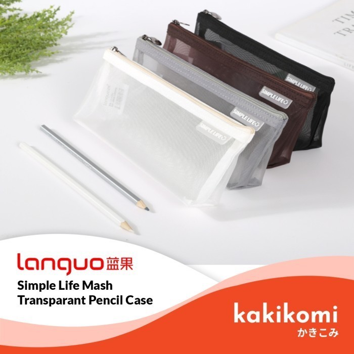 

Tempat Pensil Languo Simple Life Desain Mesh Transparan Pencil Case