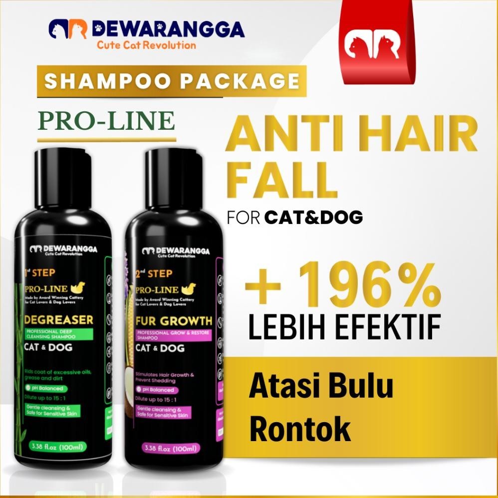Paket Shampo Anti Rontok Kucing Dan Anjing Dewarangga Pro-Line Degreaser + Fur Growth. Shampo Kucing