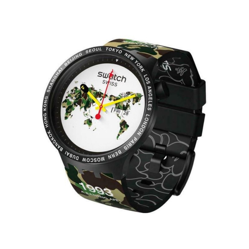 Ready Stock Jam Tangan Swatch x Bathing Ape Big Bold Rare New