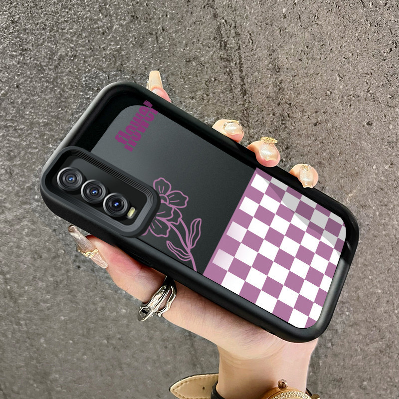 Casing Hp VIVO Y20 Y20s Y20i Y20T Y12s Y12a Y30G Y11s Case hp pola bunga kotak-kotak Anti drop Kesin