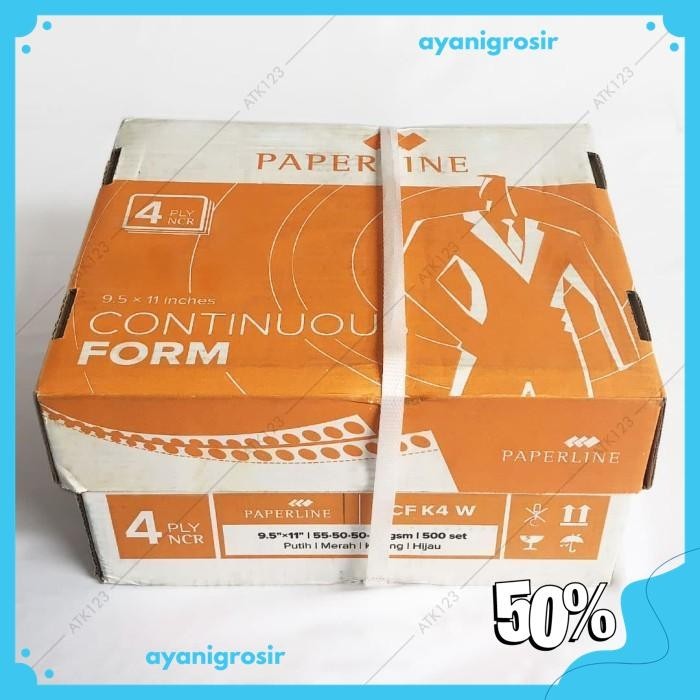 

CONTINUOUS FORM PAPERLINE 4 PLY WARNA 9 1/2 X 11 IN (K4 W) PRODUK PILIHAN