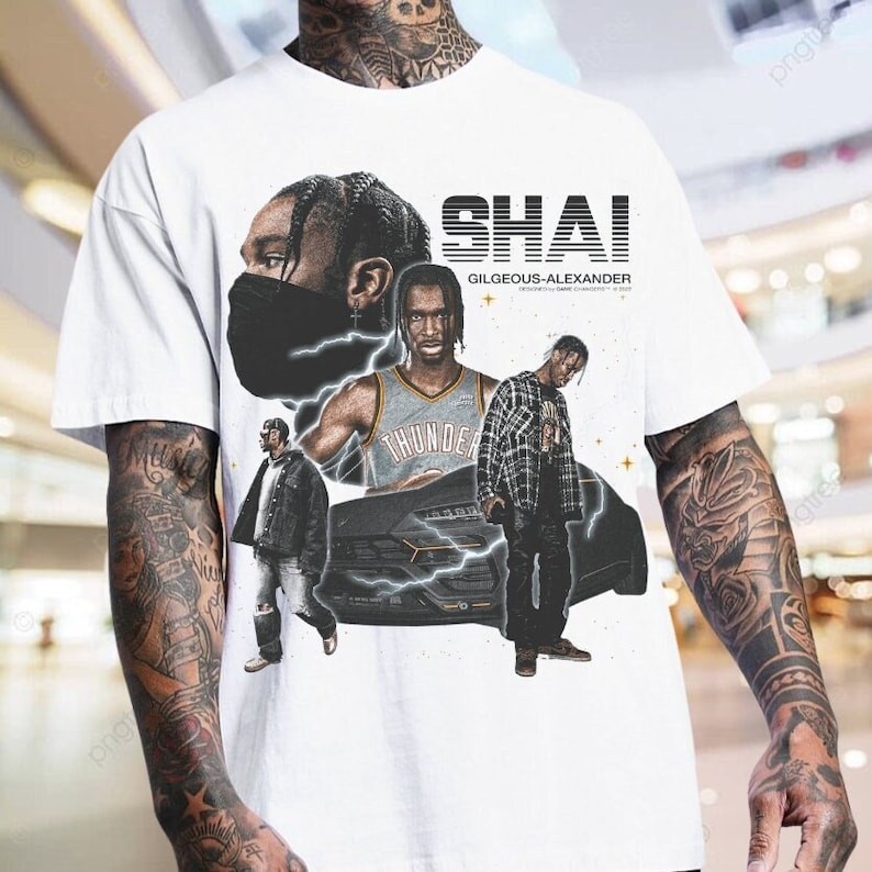 Kemeja Grafis Shai SGA - Grafis Klasik Vintage 90an - Kemeja Rap Gaya Bootleg Depan Belakang untuk P