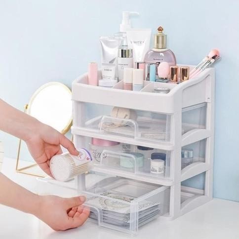 Rak Midi Laci Kosmetik 3 Susun Kotak Makeup Kotak Obat Lemari Mini DS