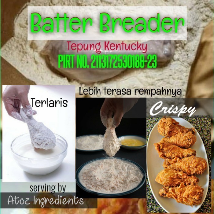 

Terlaris Batter Breader 3 KG / Tepung Kentucky /Tepung Fried Chicken 3 KG SALE