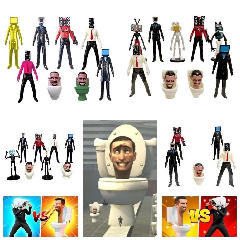 (mainan) <>9pcs Skibidi Toilet Action Figure Speakerman TV Man Monitor Man Model Boneka Mainan Untuk