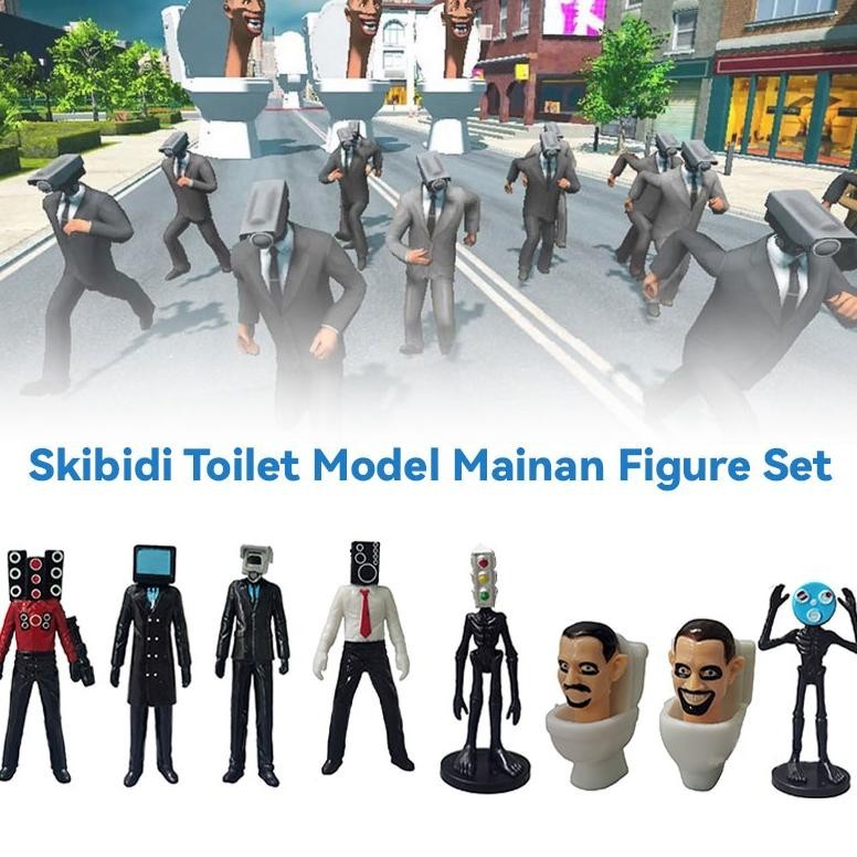 (mainan) <>9pcs Skibidi Toilet Action Figure Speakerman TV Man Monitor Man Model Boneka Mainan Untuk