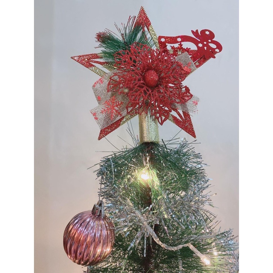 Min Hiasan Top Bintang Pohon Natal / Merah (Besar)-Pucuk Pohon Natal