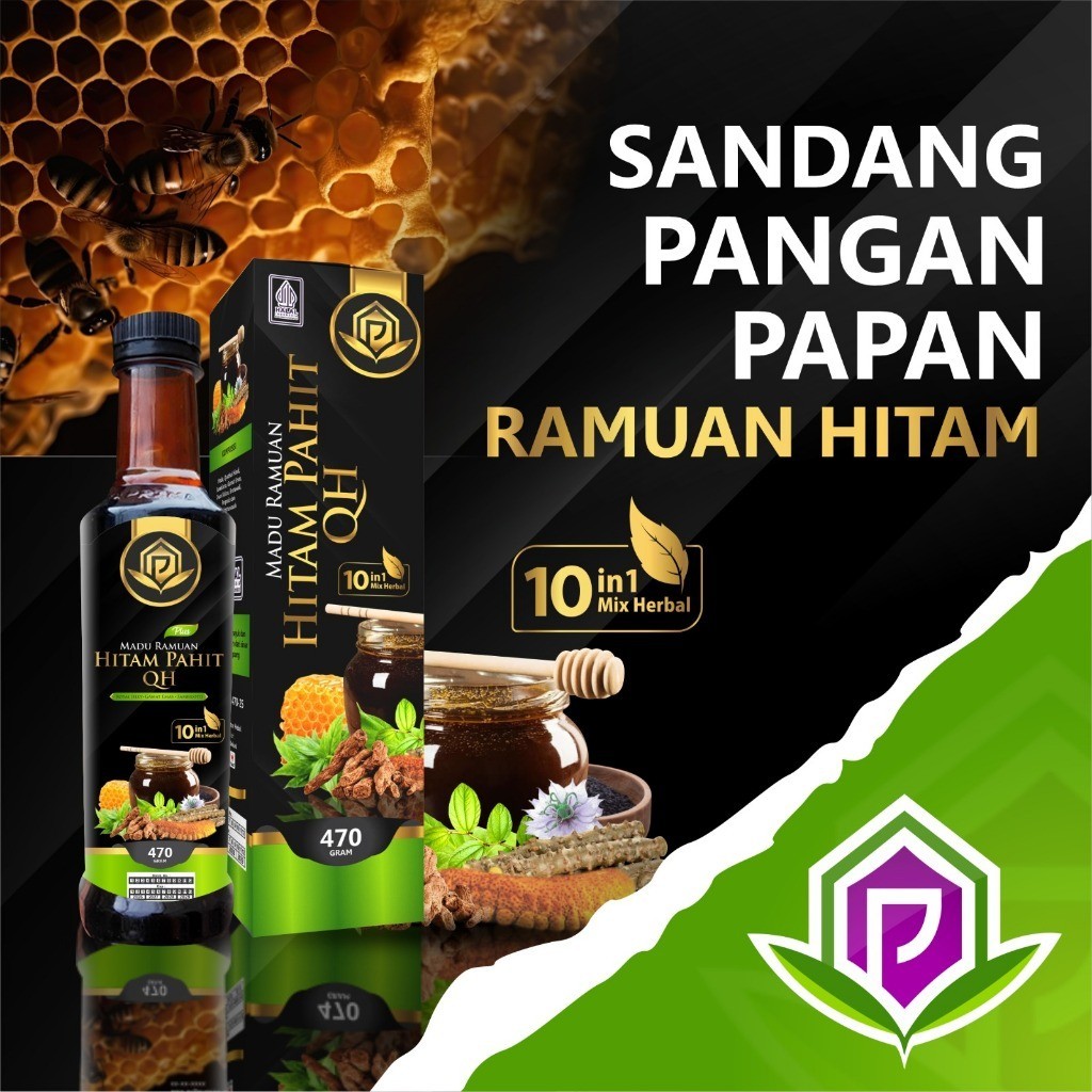 

Madu Hitam Pahit QH 10 in 1 isi 470 gram Madu Hitam Pahit Plus Propolis Gamat Emas