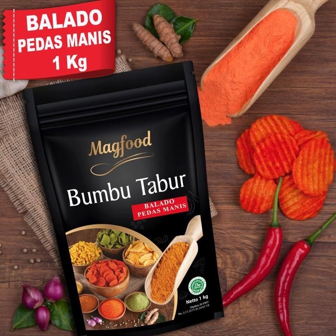 

MAGFOOD BUMBU TABUR BALADO PEDAS MANIS KEMASAN 1 KG LL