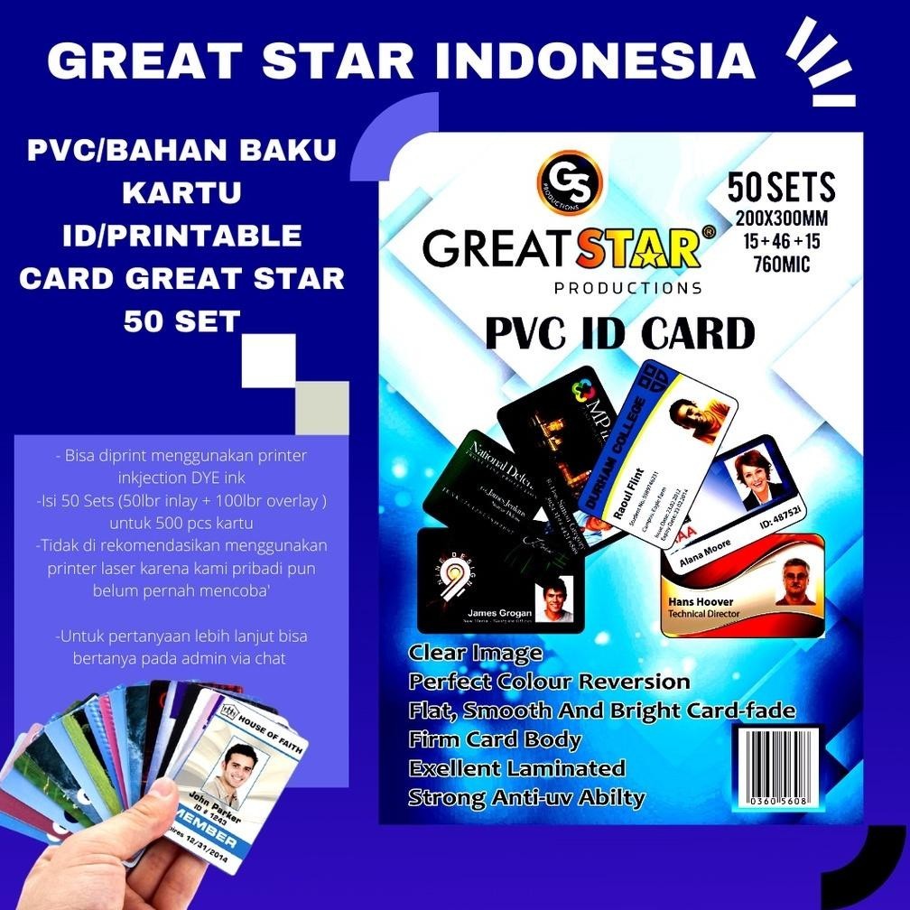 

Banyak Promooo !!! Pvc/Bahan Baku Kartu Id/Printable Card Great Star 50 Set