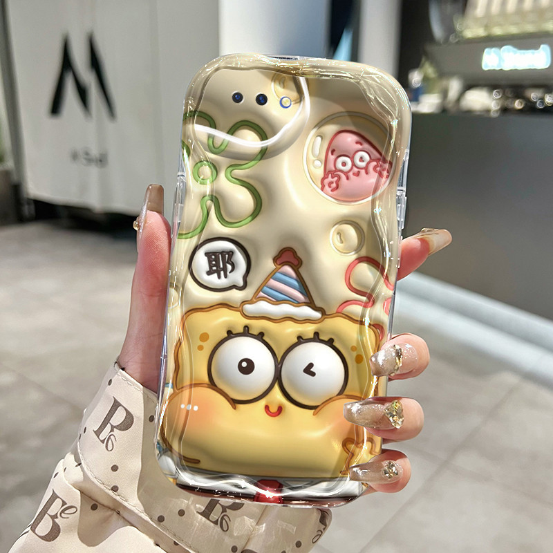 Casing Hp OPPO A5 A3s A12E Realme C1 Case pola bintang laut kecil spons kecil tiga dimensi Casing si