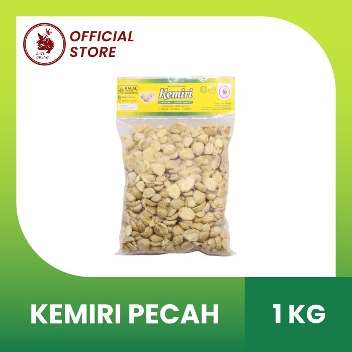 

Kemiri Pecah Kemasan 1 Kg Cap Ratu Udang Indonesia Candlenut Split