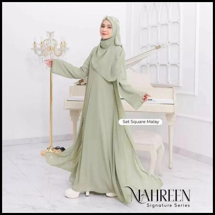 (PROMO) Mahreen Signature Series Gamis Sage Green Abaya Mewah Baju Kondangan Silahkan diorder