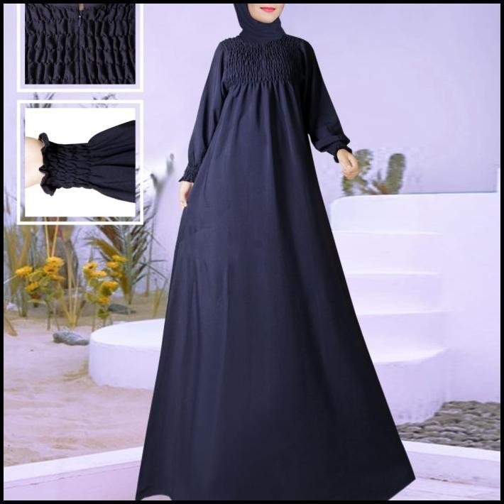(MURAH) GAMIS WANITA MODEL SMOC/GAMIS SHAKILA BIRU DONGKER Silahkan diorder