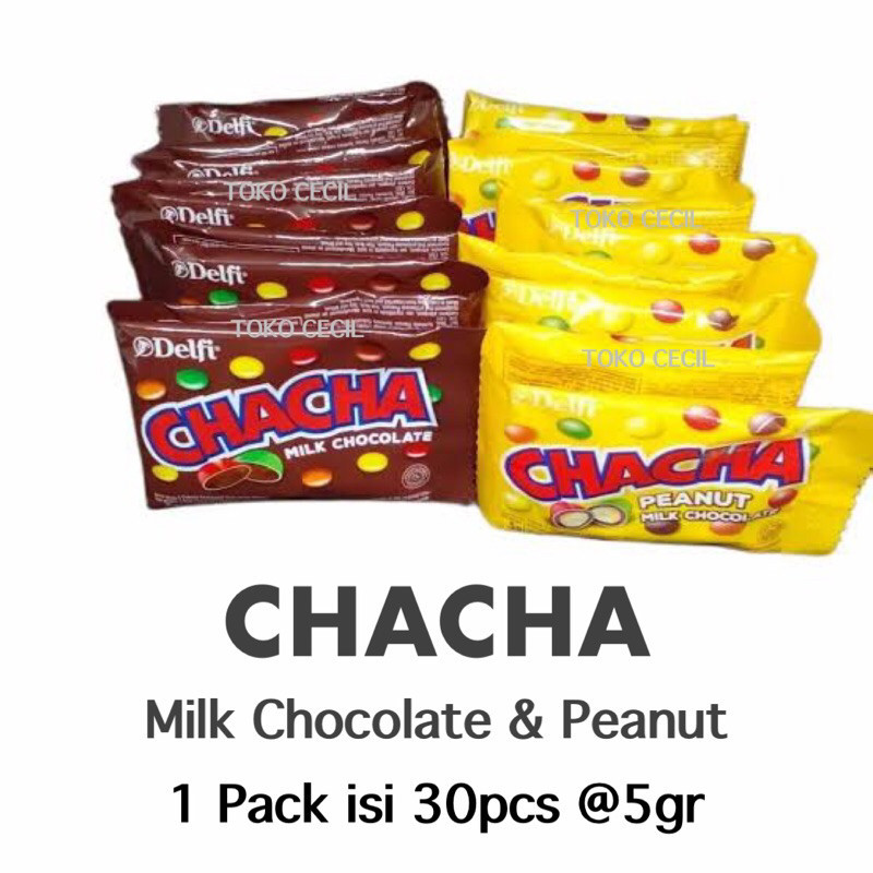 

Yens Mart - Cha Cha Coklat ChaCha Peanut 1 Pack isi 30 Bungkus @5gr Delfi Milk Chocolate, Kacang