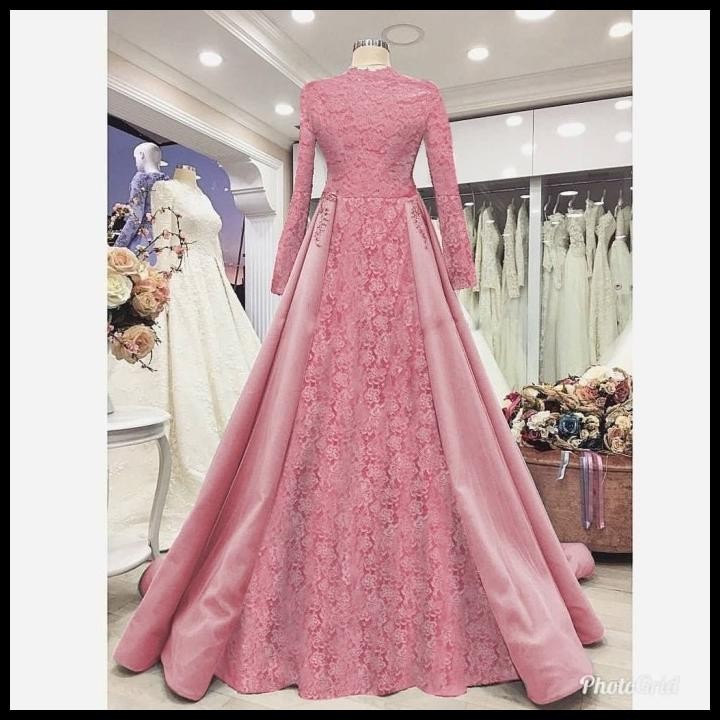 (MURAH) baju pesta mewah gamis nurhayati dusty pink brukat gaun remaja nur ta Silahkan diorder