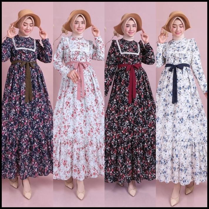 (MURAH) GAMIS CERUTY MOTIF BUNGA / GAMIS CERUTI PRINTING / GAMIS RENDA LALUNA Silahkan diorder