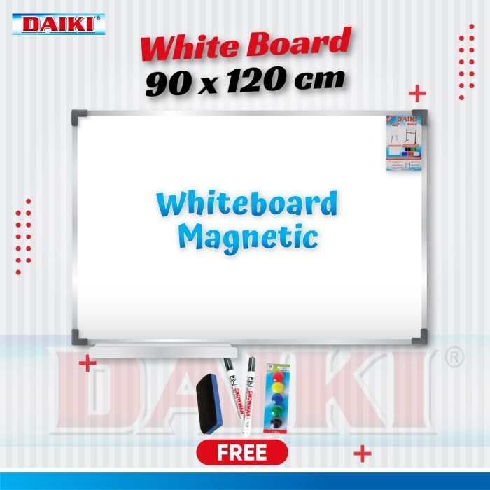 

Papan tulis / Whiteboard DAIKI magnetic gantung uk 90x120 cm