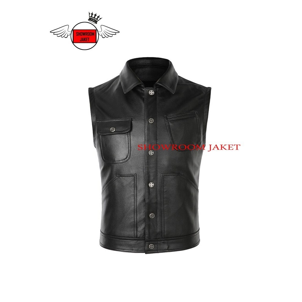 Calaca - Rompi Kulit Rompi Kulit Sintetis Model Kasual Vest Biker
