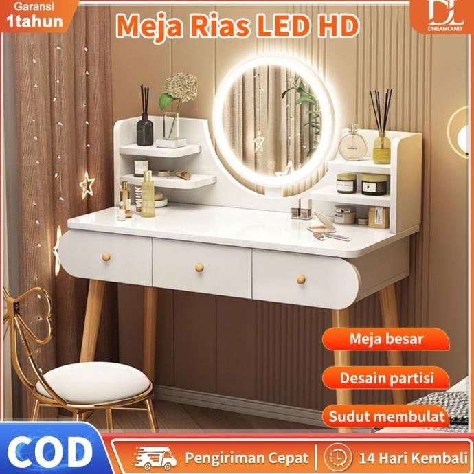 Meja Rias Minimalis/meja rias kecil/ Meja rias kaca lampu LED/Meja Ria