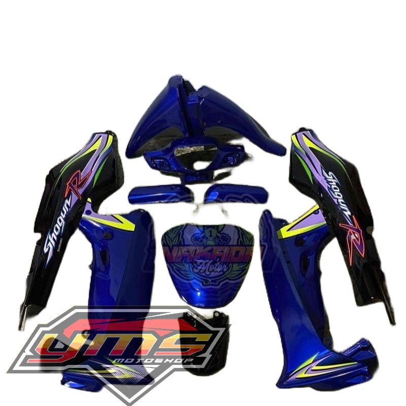 Cover body halus full set shogun 110r biru