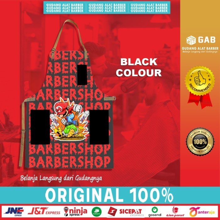 Apron/Celemek Custom Mario Barbershop