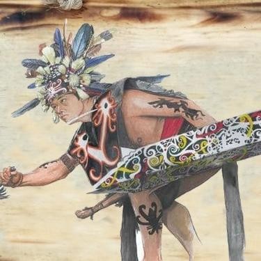 HIASAN DINDING LUKISAN DAYAK DEKORASI DINDING RUANG TAMU CAFE