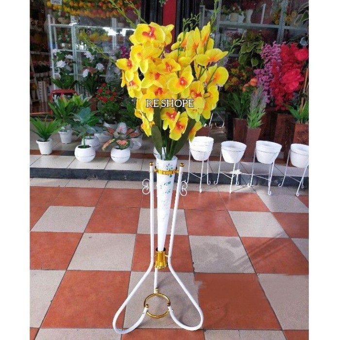 Bunga Plastik Artificial Anggrek X7 Pohon Hias Plastik