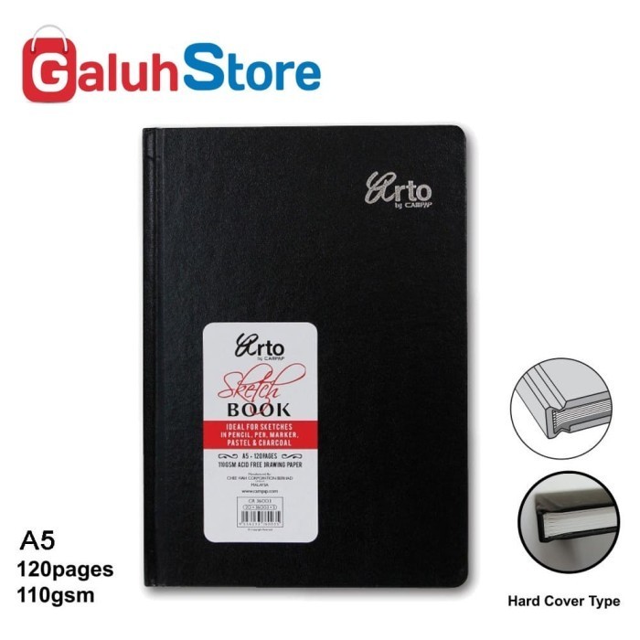 

Arto Sketch Book / Sketsa / Buku Gambar A5 Hard Cover 120 Sheets